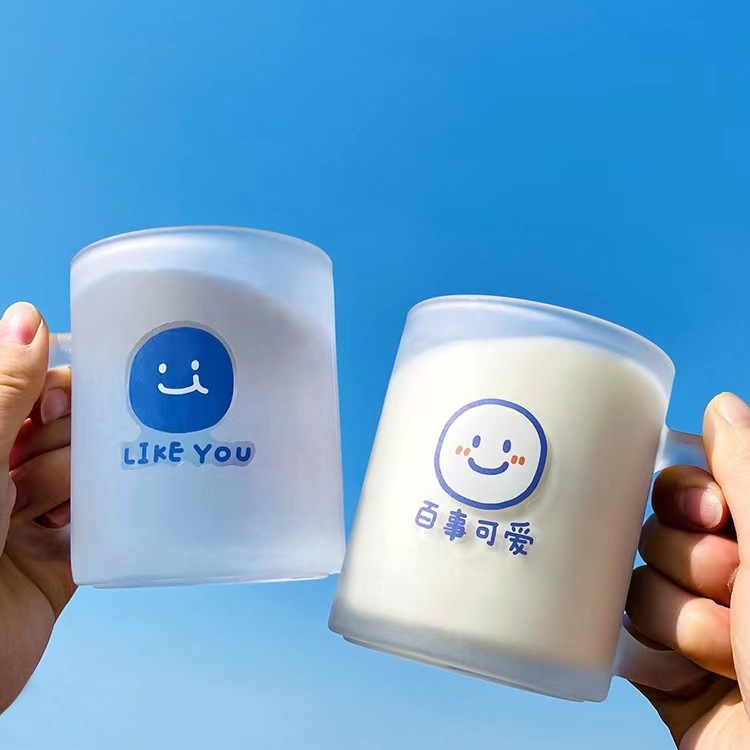 One Piece Minimum Order Birthday Souvenir Glass Mug Single Layer Frosted Glass with Baked Logo and Spray Color Frosted