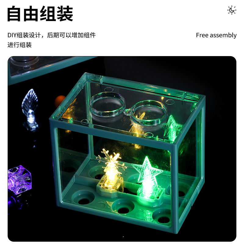 Creative micro landscape lamp superimposed bucket fish tank battery lamp Mini Card component for dream colorful multi-color small D lamp