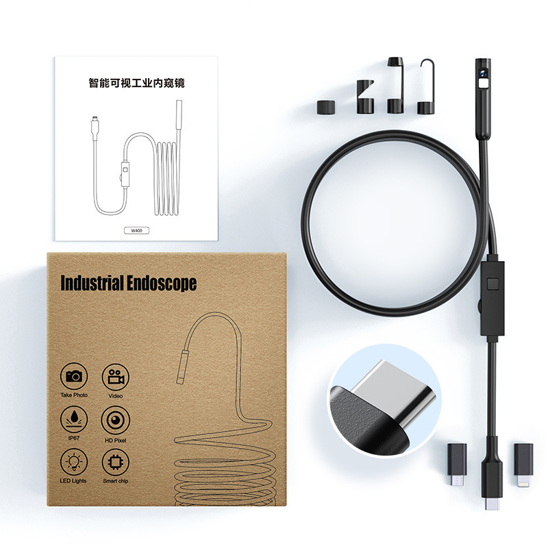 High-Definition Apple Android Mobile Phone Dual-Lens Endoscope Duct Camera Waterproof 20,000 Industrial Endoscope Lens