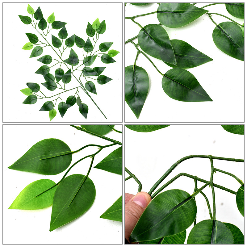 Simulation of banyan leaves red maple leaves ginkgo leaves fake branches leaves autumn engineering decoration green plants landscaping wholesale