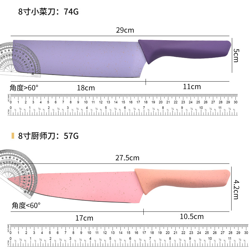 In stock foreign trade Southeast Asian net red macaron straw six-piece kitchen knife set suit mini gift box knife set