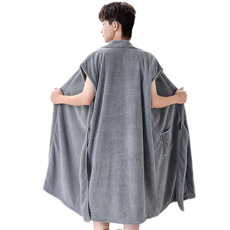 New Autumn and Winter Bath Skirt Adult Bathrobe Water-Absorbent Quick-Drying Couple Long-Sleeved Nightgown Bathrobe Wearable Bath Towel Home