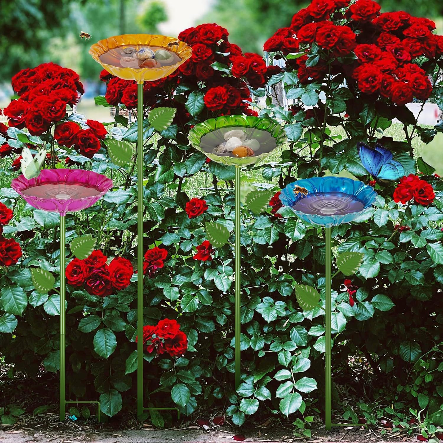 Cross-Border Supply of Outdoor Pastoral Cast Iron Art, Bee and Butterfly Drinking Fountain, Bird Food Basin, Garden Decoration Ornaments, Floor Inserts