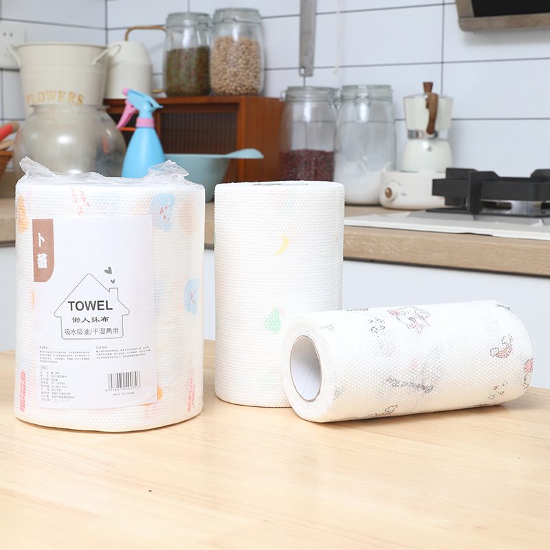 Kitchen Disposable Lazy Rag Thickened Washable Printing Wet and Dry Dual-Use Cleaning Bowl Washing Oil-free Cleaning Cloth