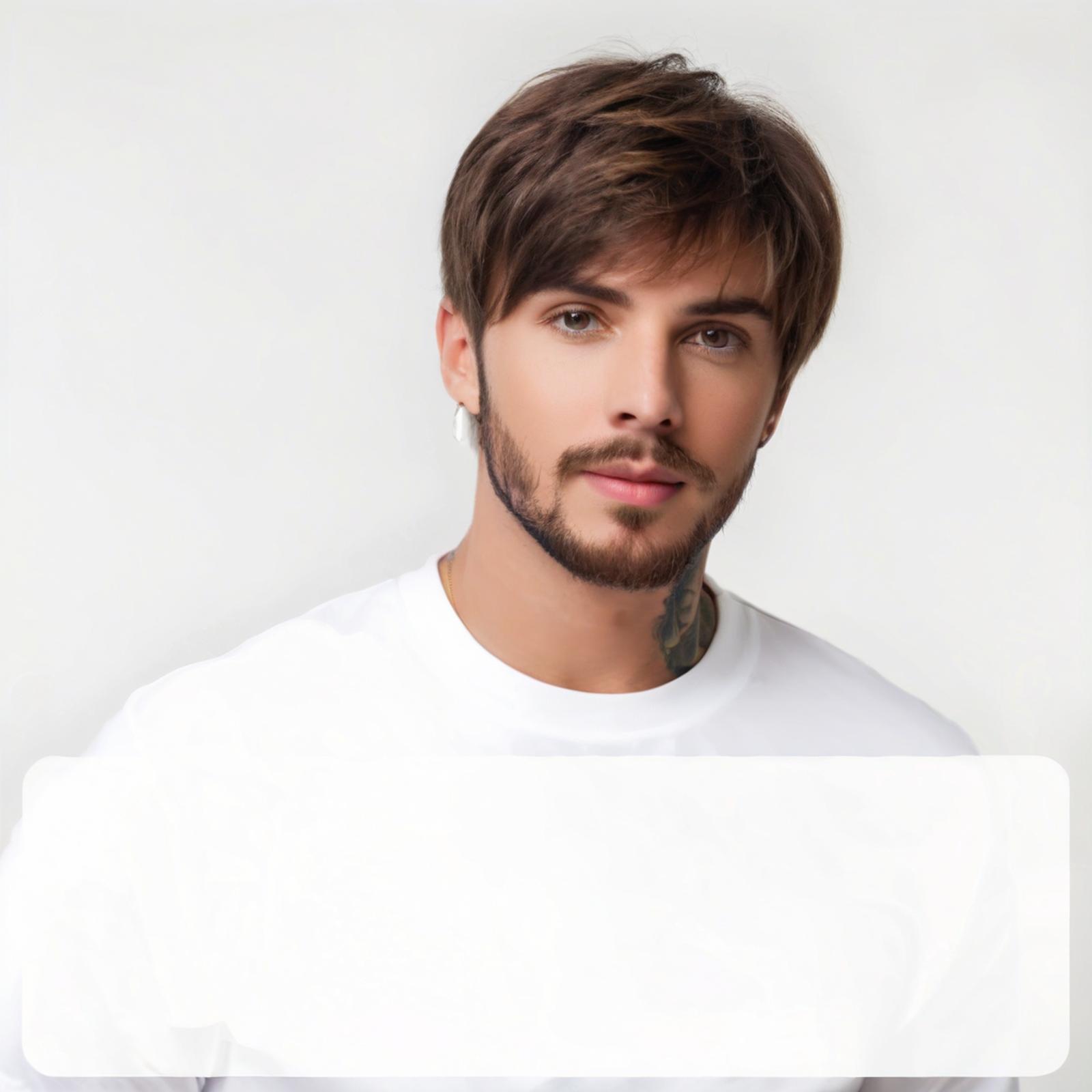 European and American Men's Cross-Border New Wigs Short Straight Hair Oblique Bangs Chemical Fiber Hair Full Headgear Source Factory Spot Wholesale