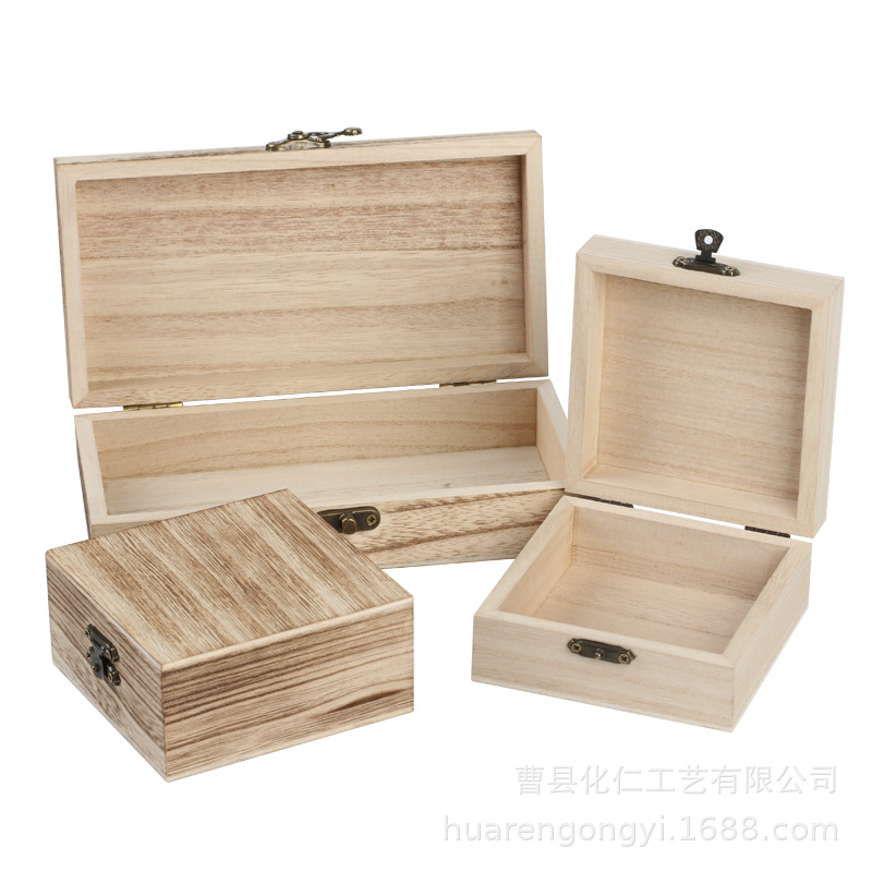Vintage paulownia wood flip wooden box rectangular wooden storage box gift packaging box tea wooden box jewelry storage box