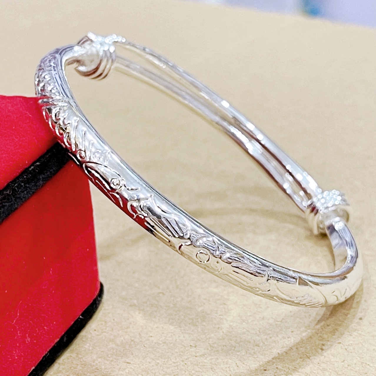 High Imitation Silver-plated Bracelet Dragon and Phoenix Pearl Peel Round Belly Thickened Large Push-pull Silver-plated Bracelet