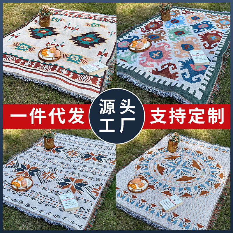 Влагозащитный пикниковый коврик для палатки скатерть для кемпинга коврик для газона богемный вязаный плед уличный кемпинг