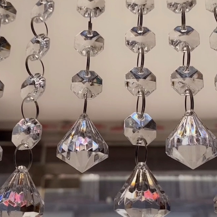 Wedding Acrylic Crystal Beads Octagonal Bead Curtain Bead String Wedding Scene Ceiling Decoration Hotel Lobby Road Lead Bead Chain
