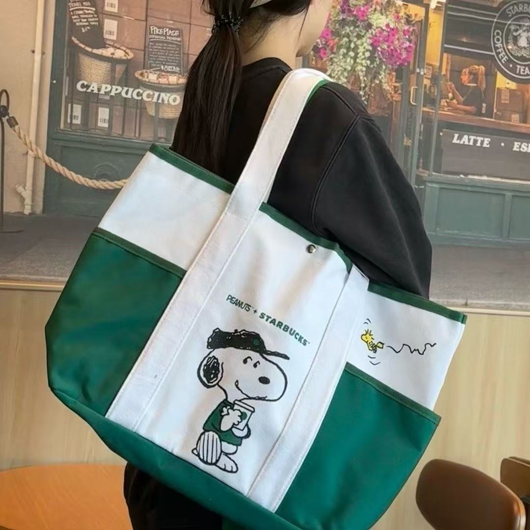 Large Capacity Cute Cartoon Tote Bag Large Capacity Canvas Bag Schoolbag for Female Students Ins Japanese All-match Single