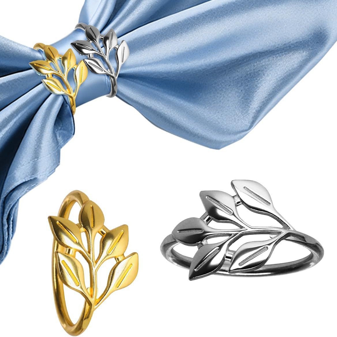 European and American Cross-Border Golden Leaf Napkin Ring Metal Wedding Hotel Table Decoration Simulated Leaf Napkin Buckle