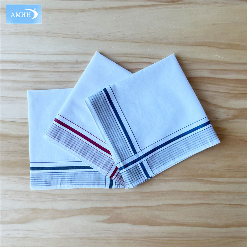 40cm cotton Business Men's handkerchief yarn-dyed satin handkerchief square towel pure cotton white center pocket towel handkerchief