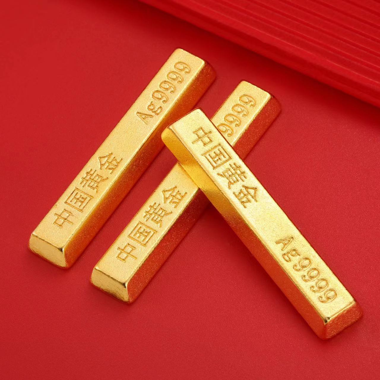 Factory simulation gold bar China gold copper plated alloy gold shop bank same investment gold bar gold brick sample props