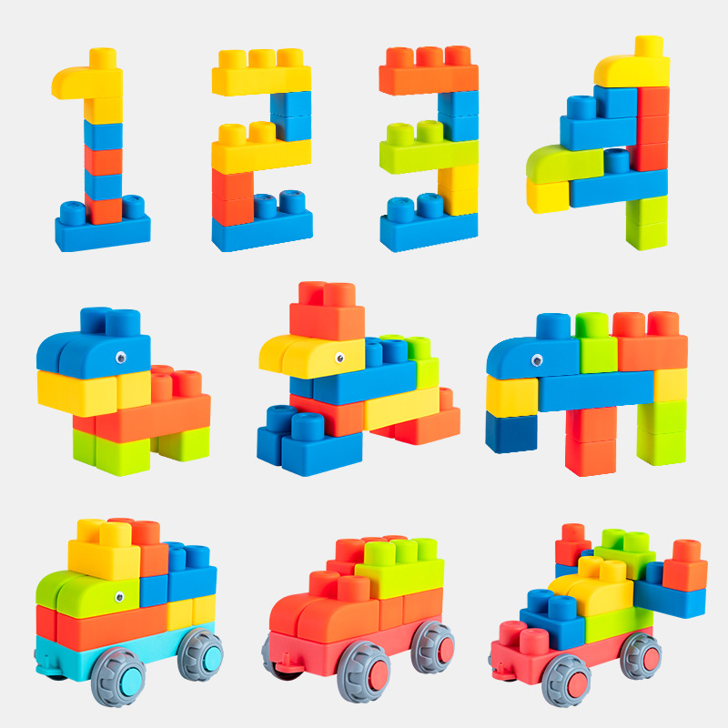 Infant soft rubber large particles can be boiled and chewed puzzle assembled soft building blocks toys 1-2 years old baby Jenga 3