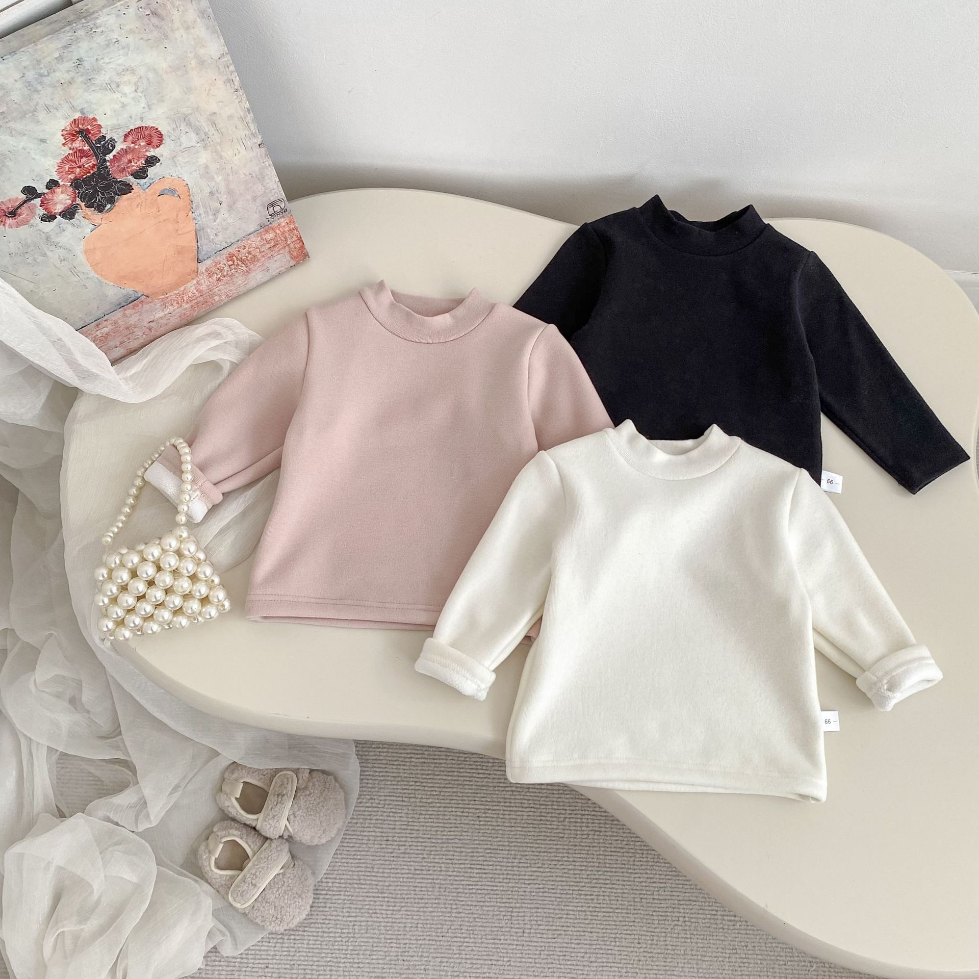 Детская бархатная кофточка с длинным рукавом, однотонная, универсальная, утепленная, 2025 года