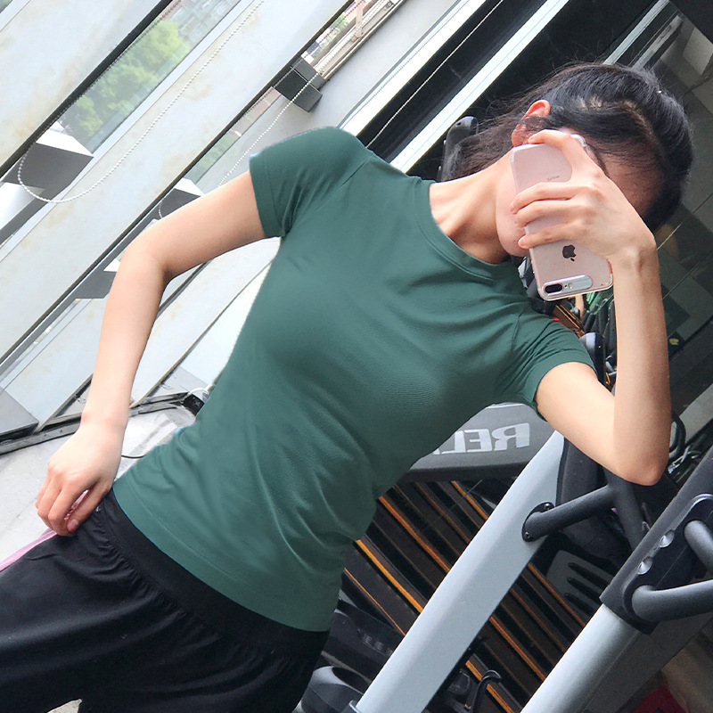 Sports top women's thin slimming short sleeve quick-drying running T-shirt Slim fit yoga clothes half sleeve short new summer