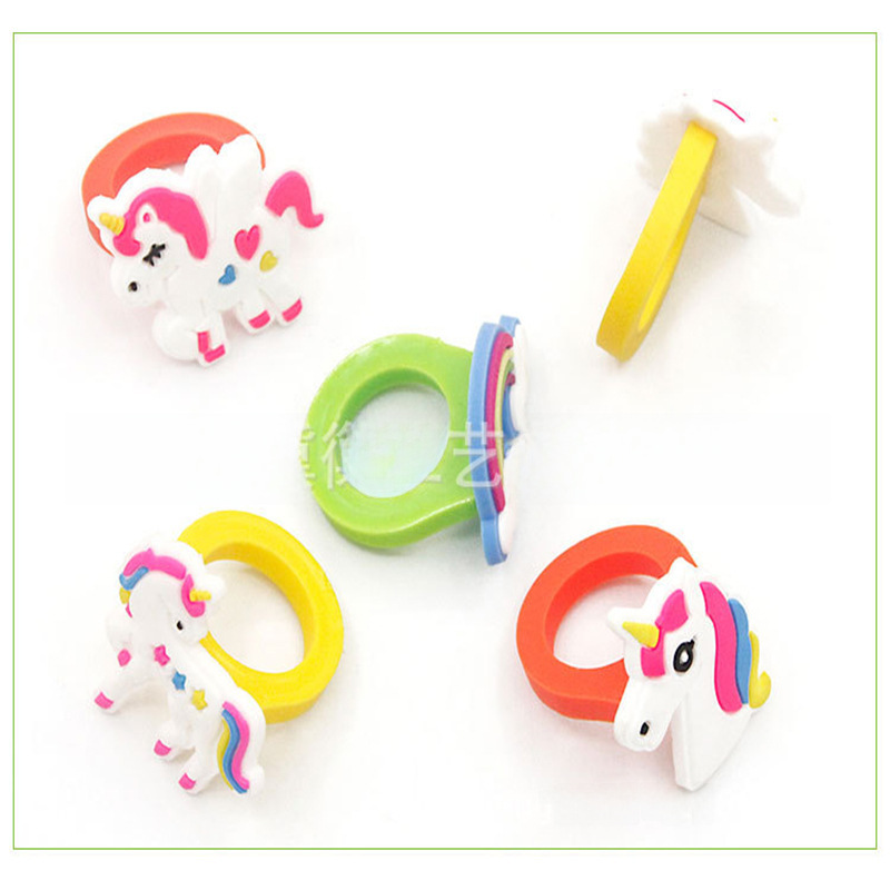 Factory direct selling unicorn ring children's cartoon PVC soft rubber personalized ring ring ring advertising promotional gifts