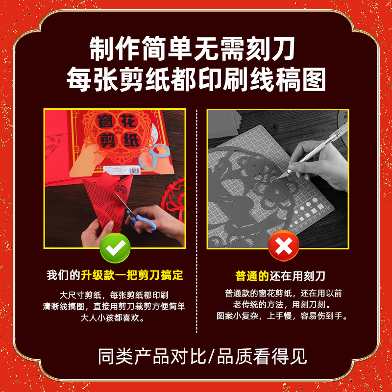 2025 Year of the Snake Children's Spring Festival Paper-cut DIY Handmade Materials New Year Folk Traditional Window Chinese Style Cut