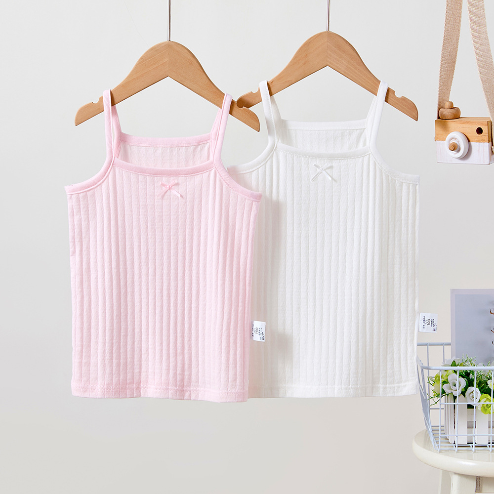 Japanese Style Pure Cotton Camisole Boys and Girls Thin Bottoming Shirt with Breathable Bottoming Boneless 2-Pack
