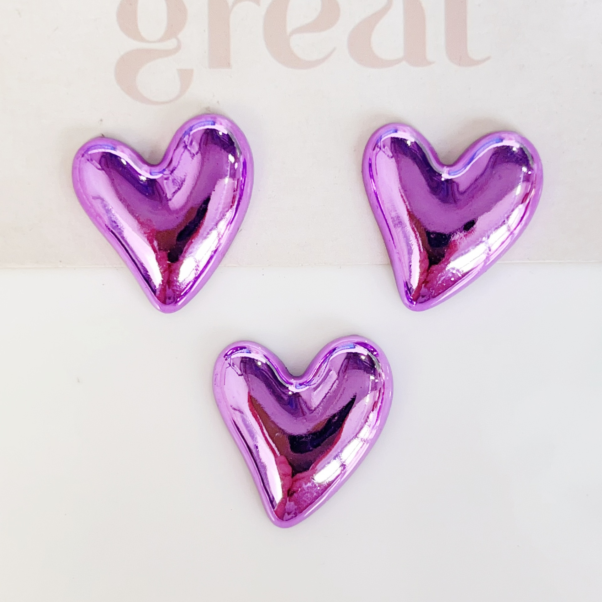 Colorful High-End Electroplating Heart Crooked Peach Heart DIY Jewelry Accessories Hairpin Bag Mobile Phone Case Hole Shoe Material