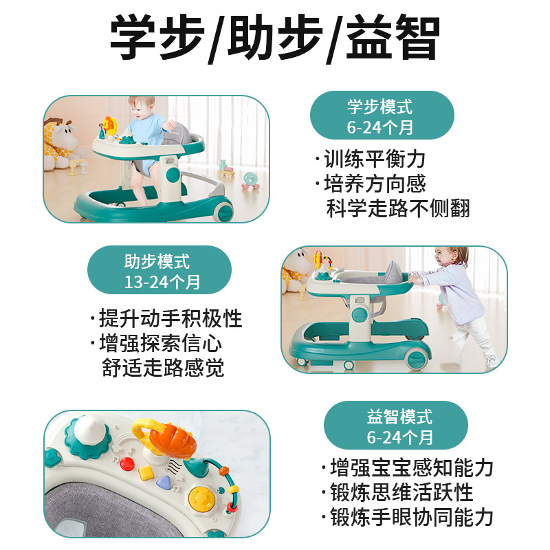 Baby Walker Anti-O-Leg Multi-Functional Baby Stroller Anti-Rollover to 18 Months Infant Learning to Walk Stroller