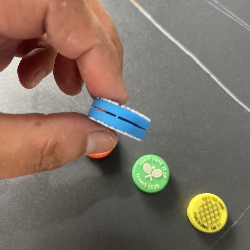 Cross-border creative new product inspire fighting spirit slogan tennis racket shock absorption fun slogan tennis racket silicone shock absorber