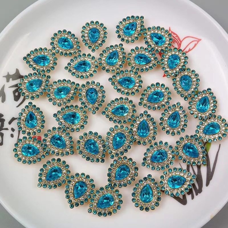 16x 20mm mixed color double layer sunflower heart drill horse eye drill snowflake heart drop drill flat bottom drill manual diy material