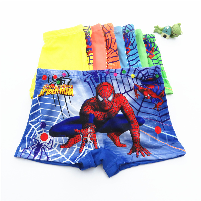 Factory direct cartoon children's boys underwear four boxers milk silk small children spider figure girl