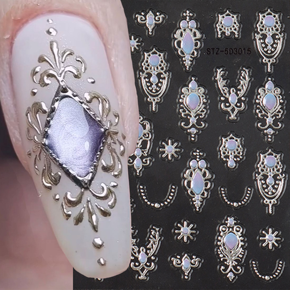 Кросс-бордерные новые наклейки для ногтей с рельефным 3D дизайном в стиле барокко
