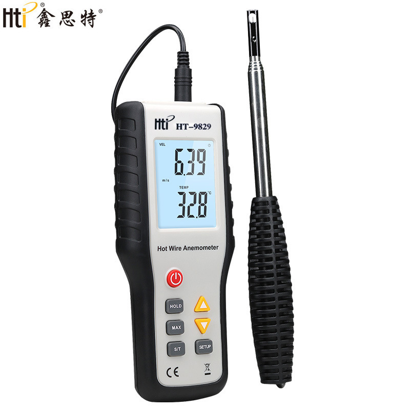 Hti Xinsite Ht9829 Thermal Anemometer Air Volume Meter Hot Line Hot Ball Anemometer Wind Temperature Measurement Breeze