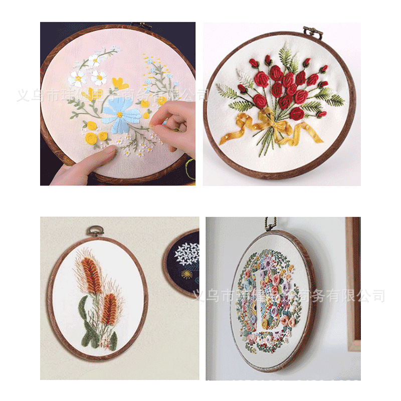 2024 Cross Stitch Frame Embroidery Frame Embroidery Stretch Retro Embroidery Circle Antique Wood Grain Embroidery Circle ABS Plastic Multi-Size
