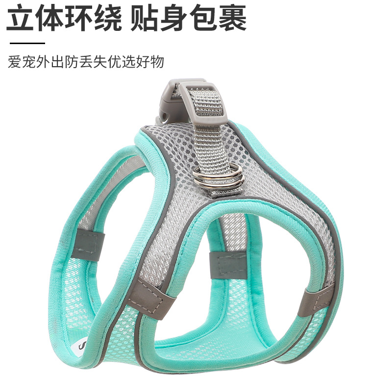 Pet supplies breathable chest back cat traction rope dog reflective chest strap pet decorative collar wholesale