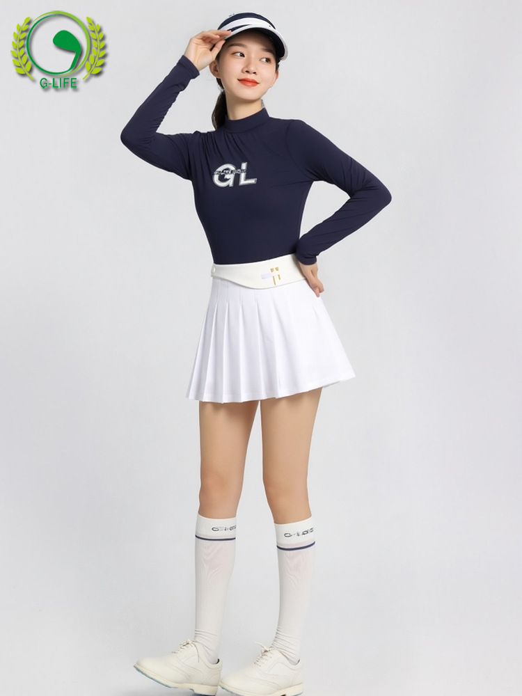 New Golf Women's Long-Sleeved Quick-Drying Sports Tops Zipper Cardigan Jacket Vest Women's Clothing Pleated Culottes