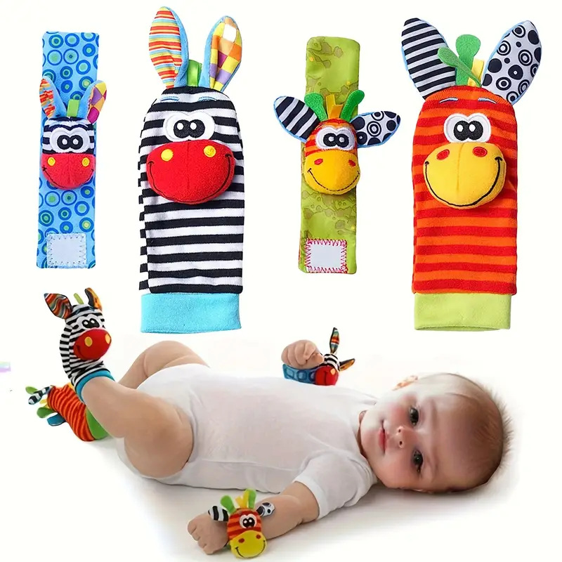 Infant Cartoon Animal Wrist Bell Rattle Socks New Toddler Wristband Socks Set Cpc Ce