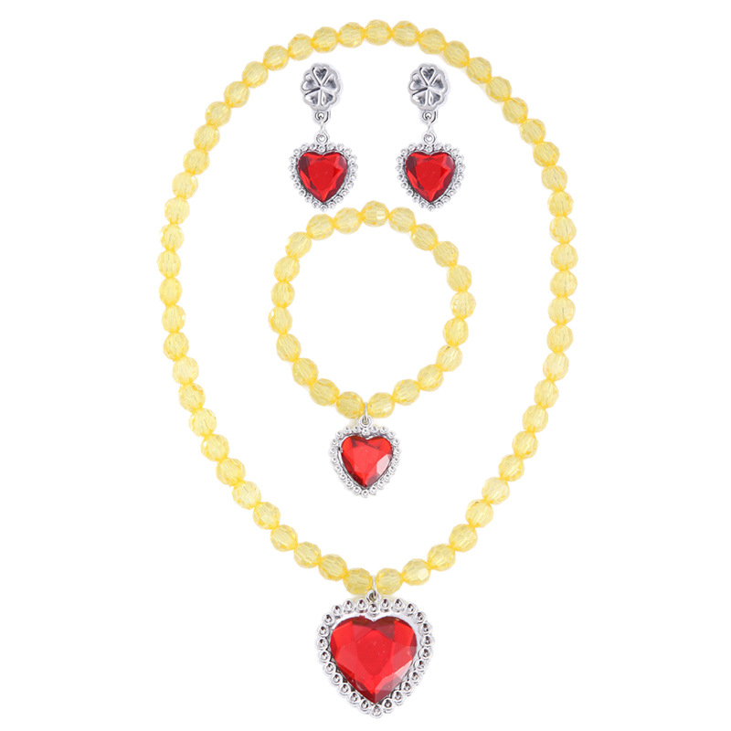 Frozen Love Gemstone Children's Necklace Girls Necklace Children's Ring Children's Ear Clip Children's Jewelry Set