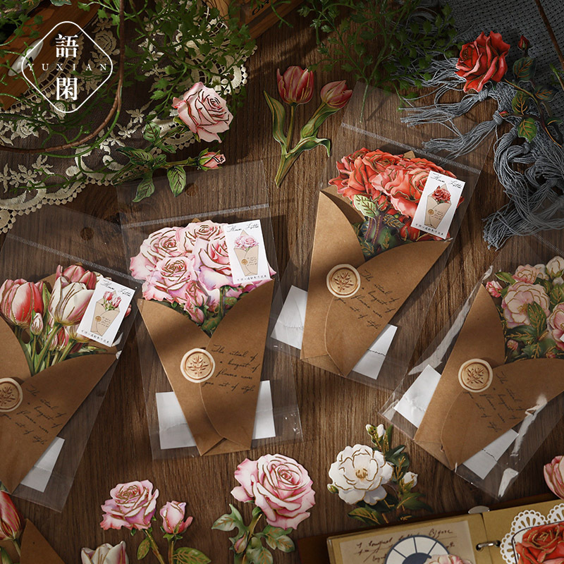 Language idle flower letter material bag light retro simulation bouquet gift hand account background base decoration material bag