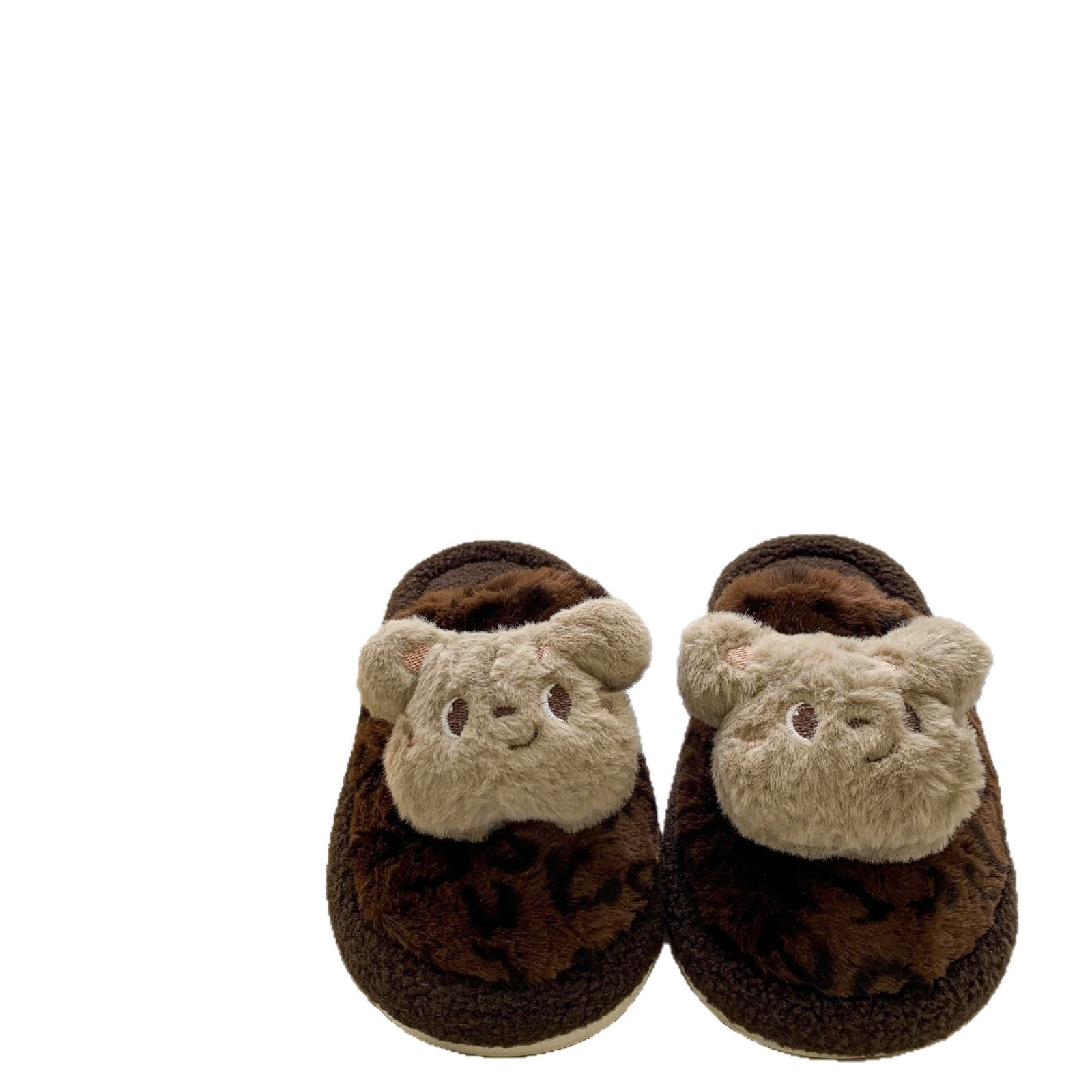 Cute Leopard Print Furry Slippers for Women 2025 Autumn and Winter New Style Fleece-Lined Warm Home Non-Slip Non-Stinky Cotton Slippers