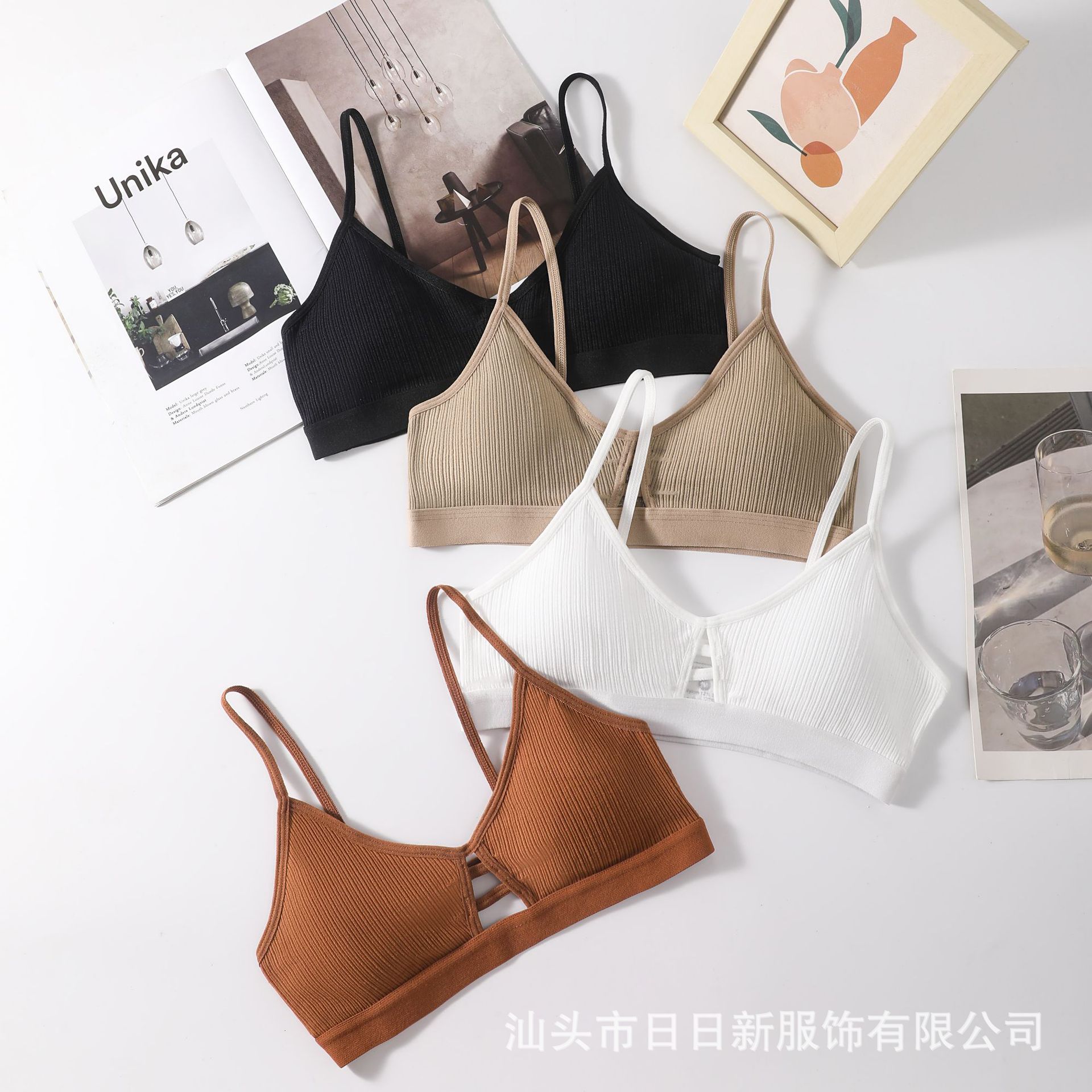 New Thread Hollow-out Beautiful Back Vest with Chest Pad Underwear Sling French Bra Push-up Comfortable Breathable Tube