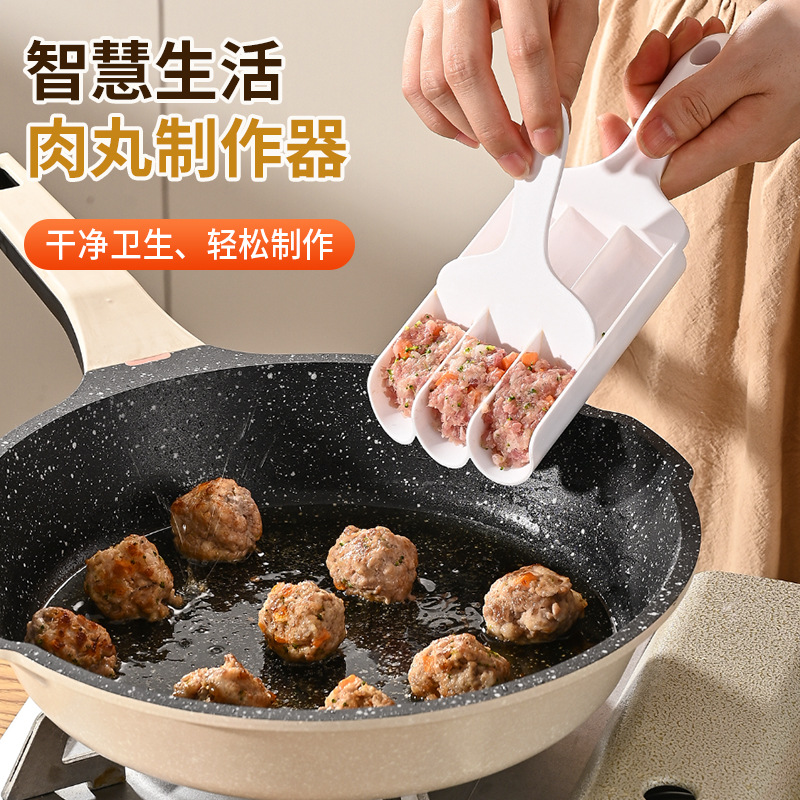 Magic Tool for Making Meatballs at Home, Three-Link and Four-Link Meatball Maker, Kitchen Fish Ball Press, Meatball Tool, Fried Meatball Maker