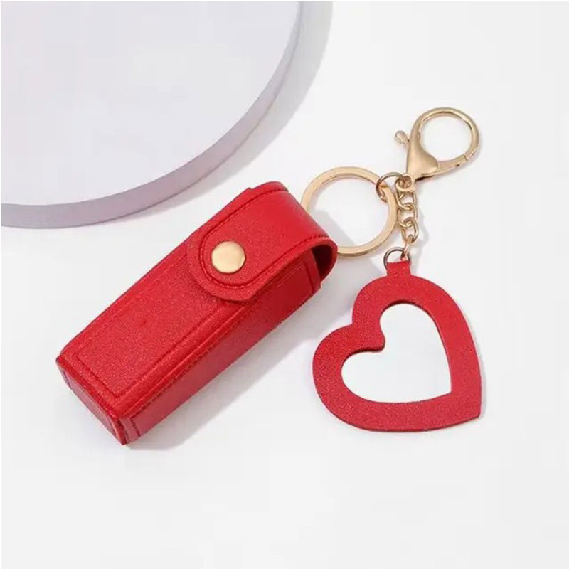 Keychain Lipstick Bag Outdoor Mini Pu Leather Lip Gloss Bag Multifunctional Portable Makeup Lipstick Holder for Girls