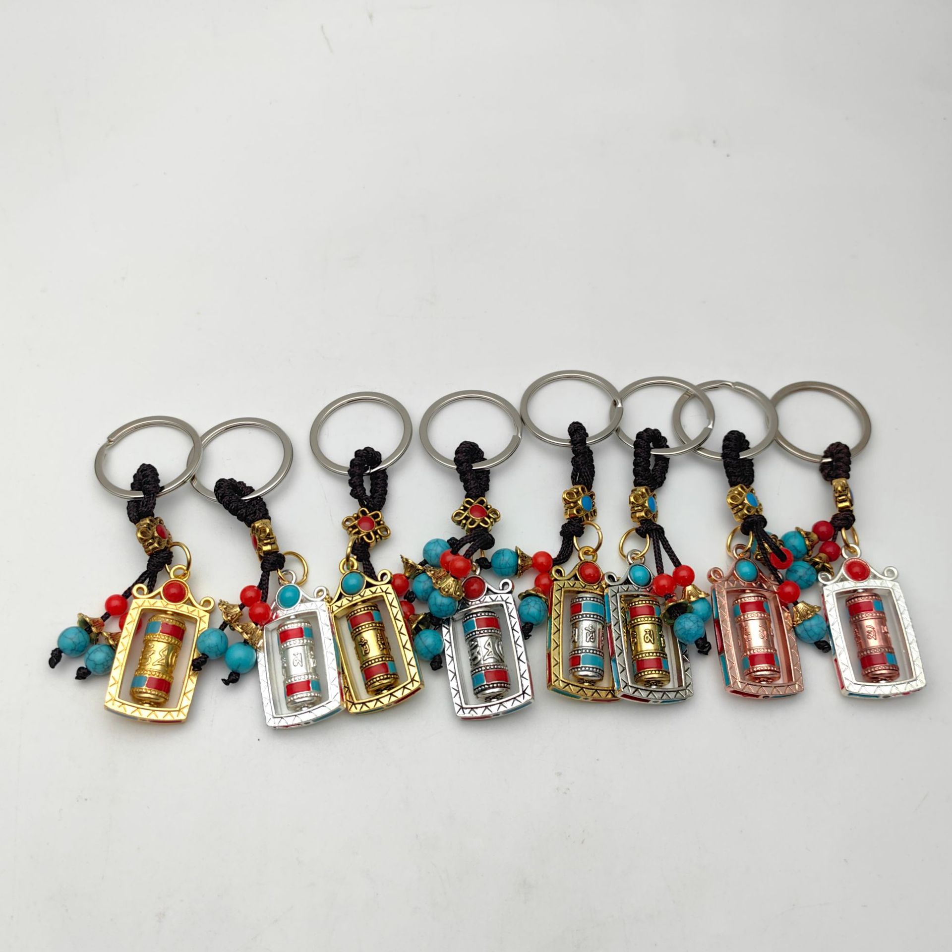 Xizang Jewelry Tantric Small Warp Wheel Warp Wheel Colorful Ear Small Pendant Car Hanging Bag Hanging Keychain Pendant