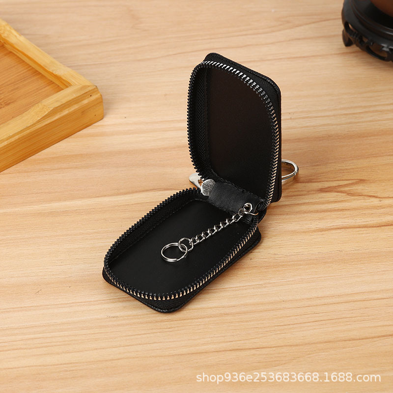 Cross-Border Popular Multifunctional Universal Pebbled Car Key Bag Unisex Zipper Key Bag High-End