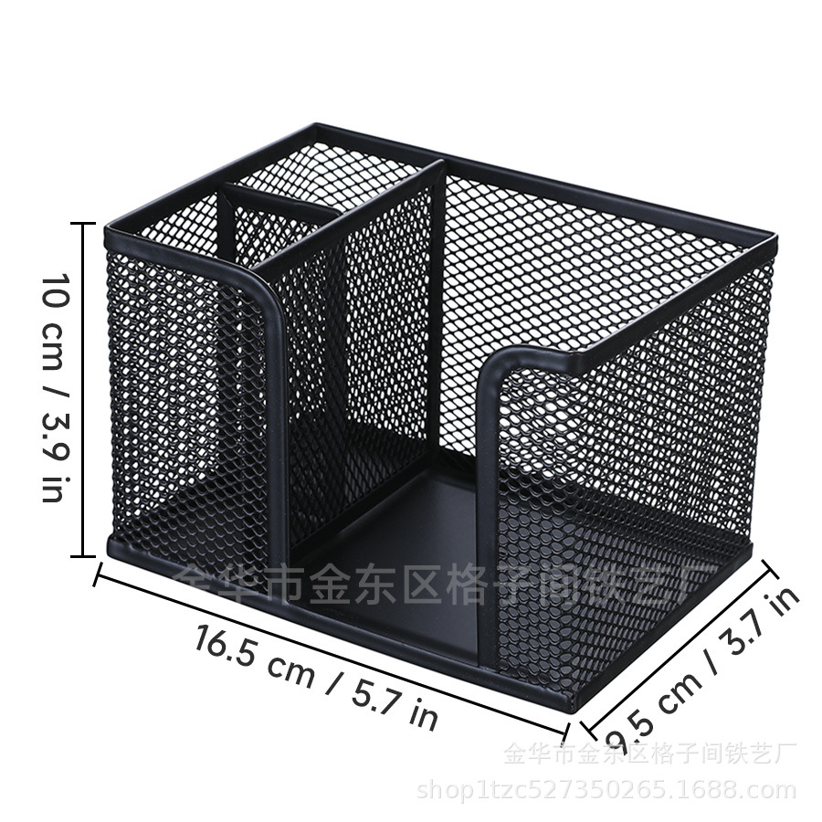 Wrought Iron Pen Holder Storage Box Creative Multifunctional Metal Desktop Storage Square Pen Shelf Large Capacity Storage Wholesale