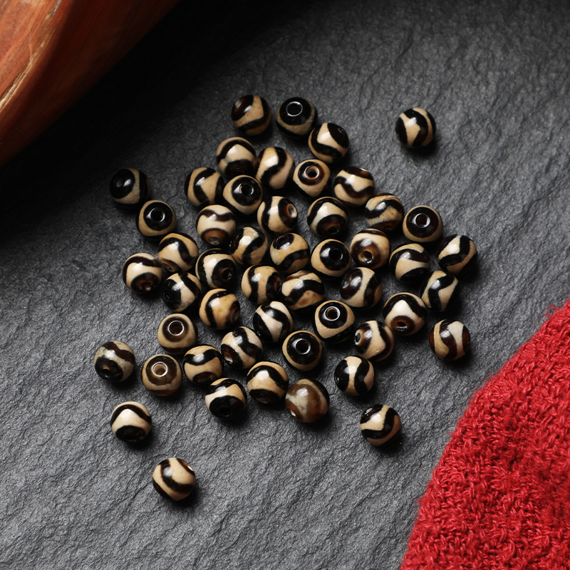Зуб тигра Дзи агат промежуточные бусины DIY бусины много-сокровищный стиль браслет ожерелье круглые бусины аксессуары буддийские бусины аксессуары
