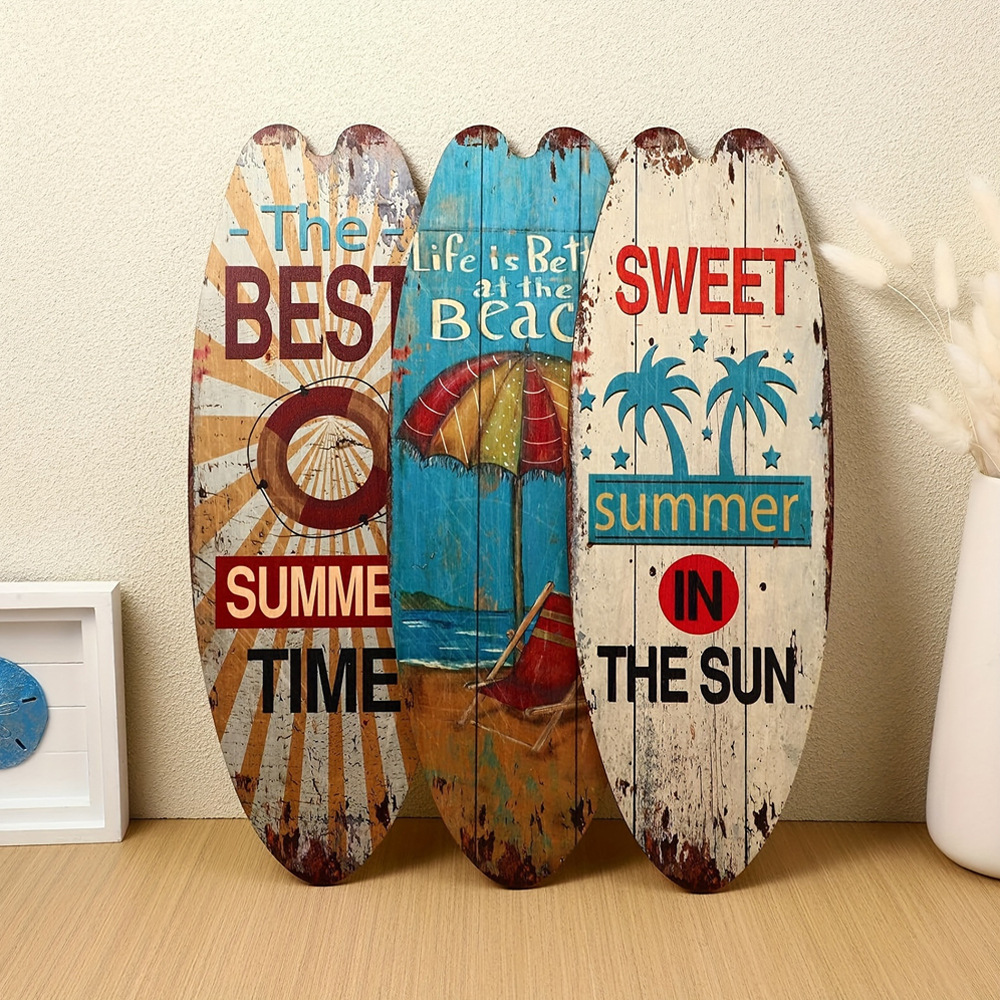 Cross-Border Beach and Ocean Theme Casual Wooden Decorative Sign Surfboard Wooden Bar Wall Retro Decorative Sign