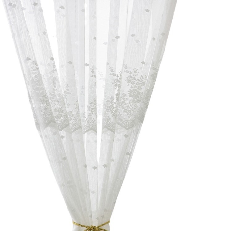 Korean Style White 4 Four Row Flower Window Screen Small Floral Warp Knitted Lace Mosquito Net Curtain Curtain Fabric Tablecloth Bed Curtain Door Curtain