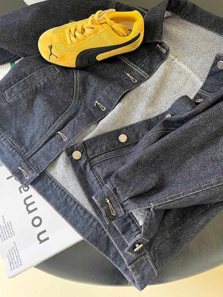 Aimobeibei Children's 2025 Autumn Sand-Washed Cotton Stylish Workwear Jacket for Boys and Girls, Korean Style with Visible Stitching Denim Jacket Trendy