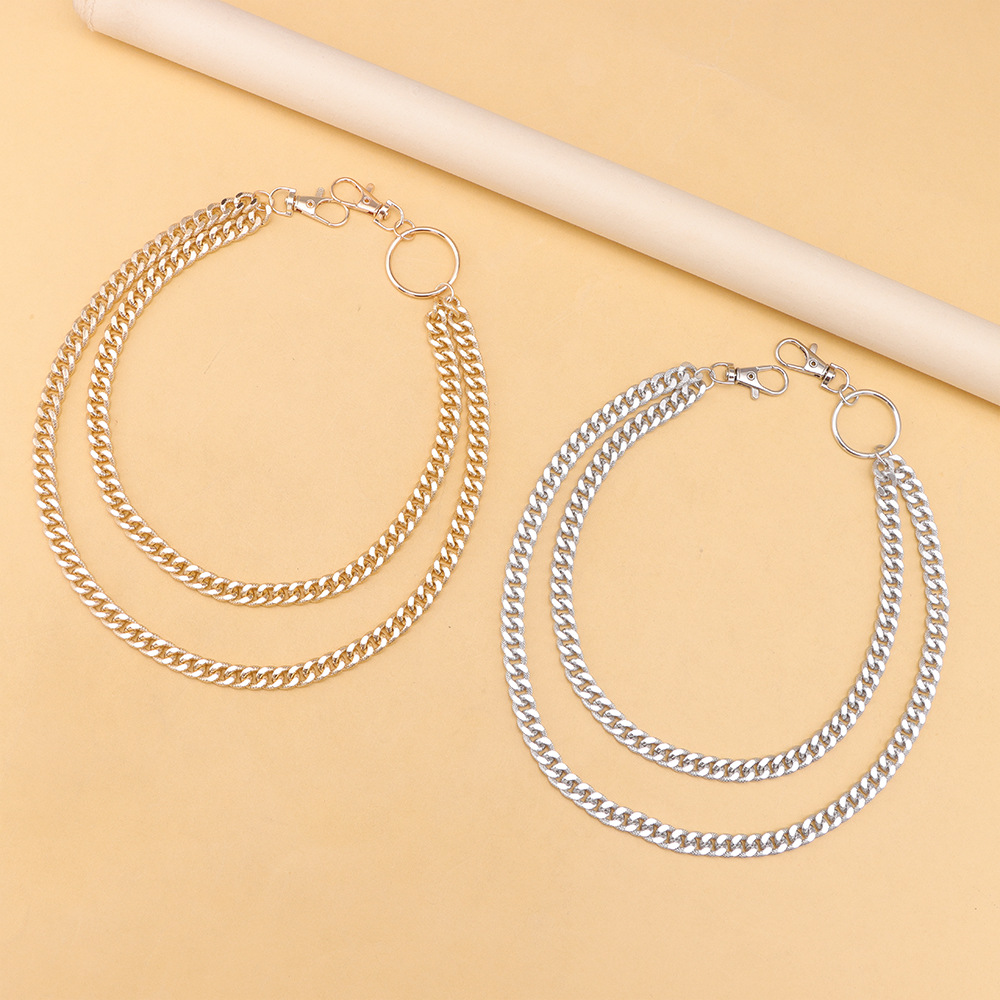 Amazon Hot Jewelry Fashion Double-layer Metal Pants Chain All-match Simple Denim Clothing Accessories Pants Chain