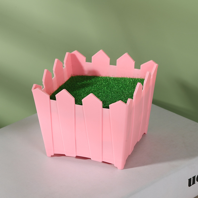 Porcelain-like Plastic with Foam Flocking Set Small Flower Pot Mini Small Vase Flower-arranging Desktop Small Ornaments Jewelry