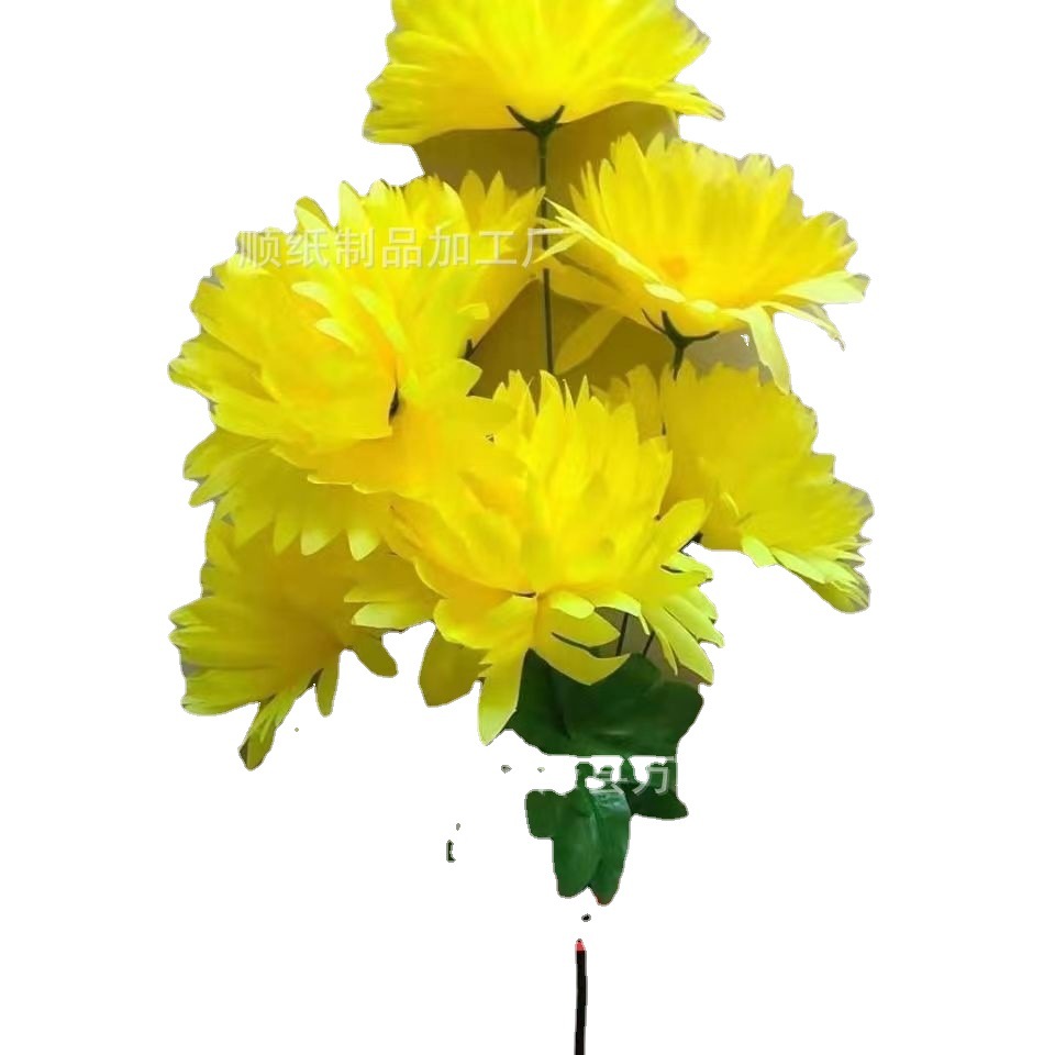 Big 7 Crystal Chrysanthemum Qingming Festival Sacrificial Flower Simulation Chrysanthemum New Non-woven Fabric Grave Cemetery Placed Sacrifice